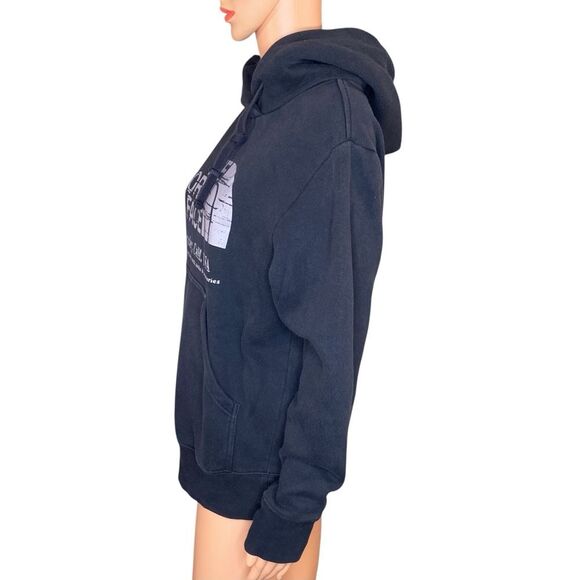 The North Face Black Gray Hoodie Womens Size Med Drawstring Hood with Pocket - Picture 2 of 3